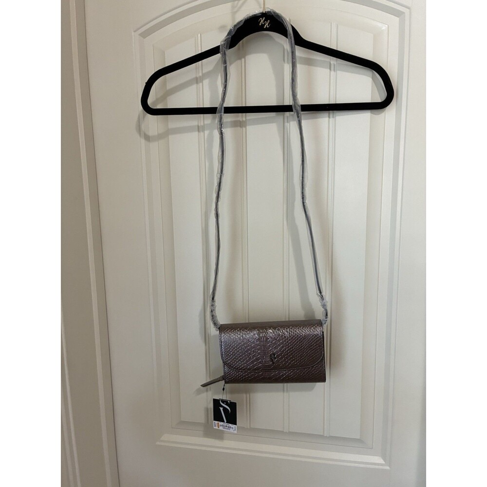 Simply Vera Wang Mini Envelope Crossbody Bag Purse - Pewter Snake New - Picture 2 of 4